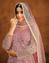 Traditional Function Wear Salwar Suit Collection Muted Pink Net Pant Anarkali Front View