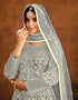 Traditional Function Wear Salwar Suit Collection Davy Grey Net Pant Anarkali Front View