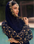Navy Blue Pant style Straight Georgette Salwar Kameez in Embroidery, Stone & Lace Work Closure View Embroidery Back side View