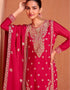 stylish lipstick red real chinon designer traditional wedding wear salwar suit with lipstick red real chinon ie-7430 Close-up View