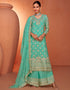 chic summer green real chinon designer traditional wedding wear salwar suit with summer green real chinon ie-7431 Back View