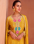 trendy fuel yellow real chinon designer traditional wedding wear salwar suit with fuel yellow real chinon ie-7432 Close-up View