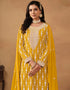 stylish yellow ochre faux georgette heavy designer wedding wear georgette salwar suit with yellow ochre faux georgette df-176-7601 Front View