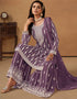 chic plum purple faux georgette heavy designer wedding wear georgette salwar suit with plum purple faux georgette df-176-7602 Back View
