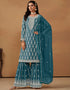 trendy blue jay faux georgette heavy designer wedding wear georgette salwar suit with blue jay faux georgette df-176-7603 Close-up View