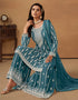 trendy blue jay faux georgette heavy designer wedding wear georgette salwar suit with blue jay faux georgette df-176-7603 Back View