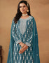 trendy blue jay faux georgette heavy designer wedding wear georgette salwar suit with blue jay faux georgette df-176-7603 Front View