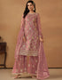 fashionable ruddy pink net heavy designer wedding wear net salwar suit with ruddy pink net df-177-7701 Front View