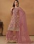 fashionable ruddy pink net heavy designer wedding wear net salwar suit with ruddy pink net df-177-7701 Close-up View