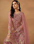 fashionable ruddy pink net heavy designer wedding wear net salwar suit with ruddy pink net df-177-7701 Front View
