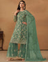 sleek lunar green net heavy designer wedding wear net salwar suit with lunar green net df-177-7702 Close-up View