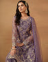 modern old lavender net heavy designer wedding wear net salwar suit with old lavender net df-177-7703 Front View