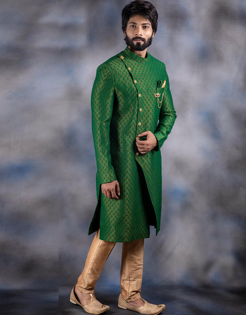 Green Kurta Jacquard Chudidar
