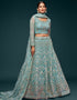 Ocean Aqua Soft Net Lehenga Choli Closure View