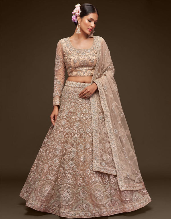 Royal Beige Soft Net Lehenga Choli