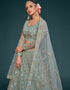 Ocean Aqua Soft Net Lehenga Choli Closure View