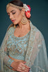 Ocean Aqua Soft Net Lehenga Choli Back View