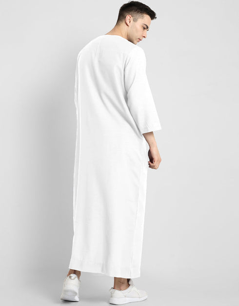 White Thobes Cotton Blend Plain Solid Work Closure View