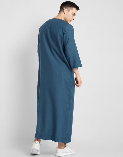 Marine Thobes Cotton Blend Plain Solid Work Closure View