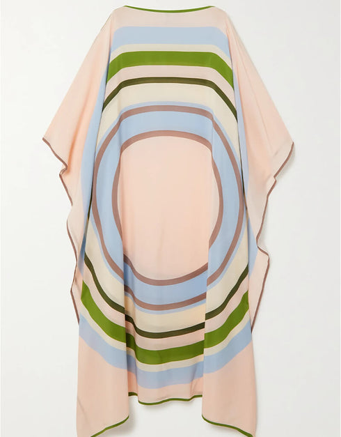 Beige Silk Crepe Kaftan