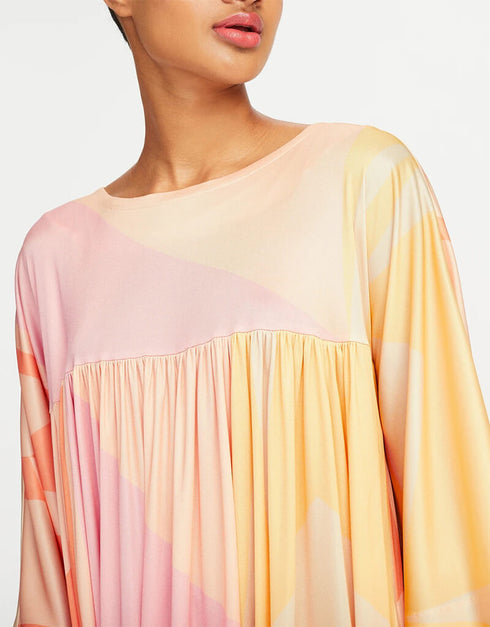 Peach Poly Rayon Cotton Kaftan Salwar Kameez