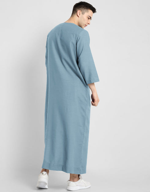 Blue Thobes Cotton Blend Plain Solid Work Closure View