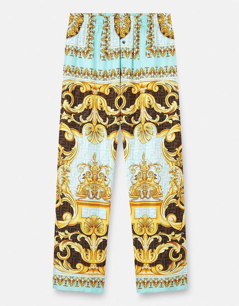 Gold Soft Satin Silk Pant Shirt Back View