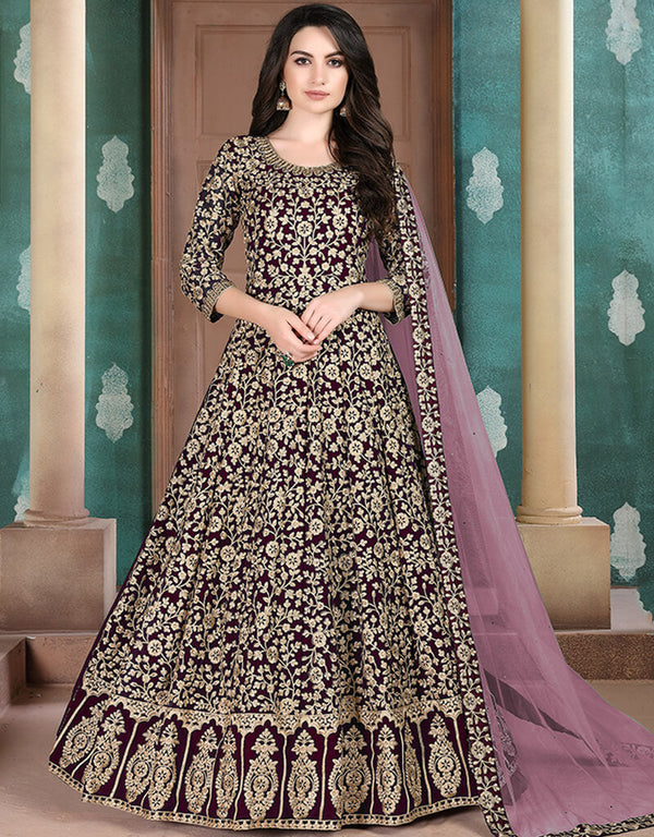 Purple Faux Georgette Anarkali Anarkali