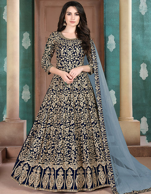 Blue Faux Georgette Anarkali Anarkali