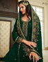 Green Sharara style Suit Semi-Stitched Suits Salwar Kameez in Embroidery, Sequins & Lace Work Closure View