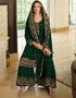 Green Sharara style Suit Semi-Stitched Suits Salwar Kameez in Embroidery, Sequins & Lace Work Closure View Embroidery