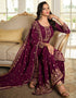 Magenta Sharara style Suit Semi-Stitched Suits Salwar Kameez in Embroidery, Sequins & Lace Work Closure View Embroidery