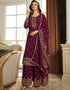 Magenta Sharara style Suit Semi-Stitched Suits Salwar Kameez in Embroidery, Sequins & Lace Work