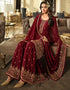 Red Sharara style Suit Semi-Stitched Suits Salwar Kameez in Embroidery, Sequins & Lace Work Closure View