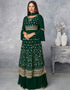 Classic Green Palazzo style Dress Real Georgette Salwar Kameez in Sequins Embroidery & Lace Work