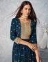 Blue Palazzo style Dress Real Georgette Salwar Kameez in Sequins Embroidery & Lace Work Closure View
