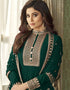 Green Anarkali style Gown Real Georgette Salwar Kameez in Embroidery, Stone and Lace Work Closure View