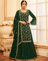 Green Lehenga style Suit Faux Georgette Salwar Kameez in Embroidery, Glitter Sequins & Lace Work