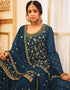 Blue Lehenga style Suit Faux Georgette Salwar Kameez in Embroidery, Glitter Sequins & Lace Work Closure View