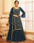 Blue Lehenga style Suit Faux Georgette Salwar Kameez in Embroidery, Glitter Sequins & Lace Work