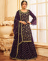 Purple Lehenga style Suit Faux Georgette Salwar Kameez in Embroidery, Glitter Sequins & Lace Work