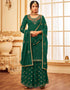 Light Green Lehenga style Suit Faux Georgette Salwar Kameez in Heavy Embroidery, Sequins & Lace Work
