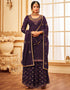 Purple Lehenga style Suit Faux Georgette Salwar Kameez in Heavy Embroidery, Sequins & Lace Work