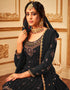 Black Lehenga style Suit Faux Georgette Salwar Kameez in Heavy Embroidery, Sequins & Lace Work Closure View