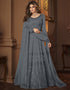 Grey Anarkali style Anarkali Faux Georgette Salwar Kameez in Heavy Sequins Embroidery & Lace Work