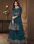 Rama Sharara style Suit Faux Georgette Salwar Kameez in Heavy Sequins Embroidery & Lace Work