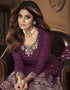 Purple Sharara style Suit Faux Georgette Salwar Kameez in Heavy Sequins Embroidery & Lace Work Closure View