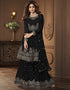 Black Sharara style Suit Faux Georgette Salwar Kameez in Heavy Sequins Embroidery & Lace Work
