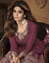 Magenta Sharara style Suit Faux Georgette Salwar Kameez in Heavy Sequins Embroidery & Lace Work Closure View