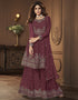 Magenta Sharara style Suit Faux Georgette Salwar Kameez in Heavy Sequins Embroidery & Lace Work